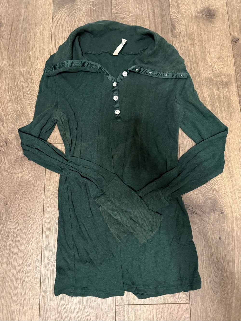 Old Navy Forest Green Hooded Henley with Button Placket